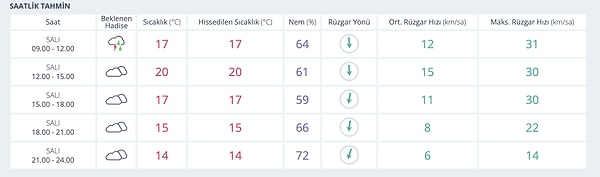 25 Kasım Salı Adana Hava Durumu