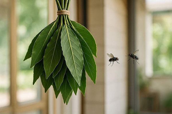 Defne yaprağının güçlü kokusu zararlıları uzak tutan doğal etki yaratıyor.