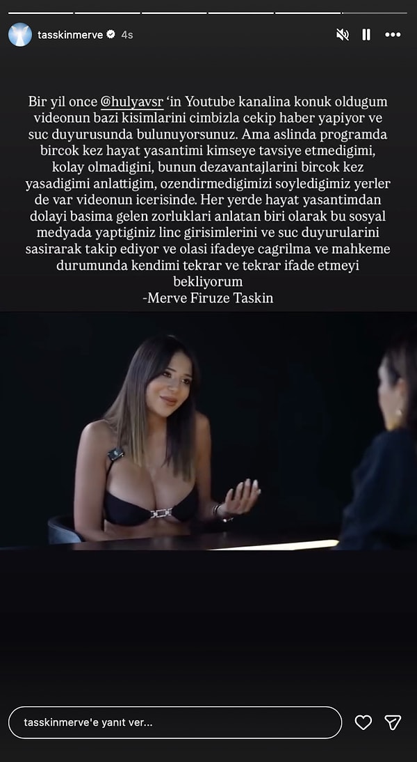 Konuyla ilgili diğer "şüpheli" Merve Taşkın'dan da açıklama geldi.