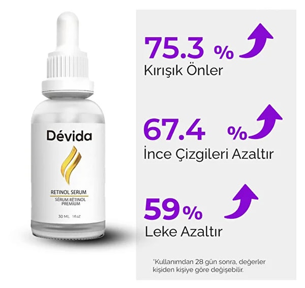 Göz çevresinde, alın çizgilerinde veya gülümsediğinizde ortaya çıkan mimik çizgilerinde belirginleşme başladıysa; geceleri çalışan bir retinol serumu tam da ihtiyacınız olan şey!