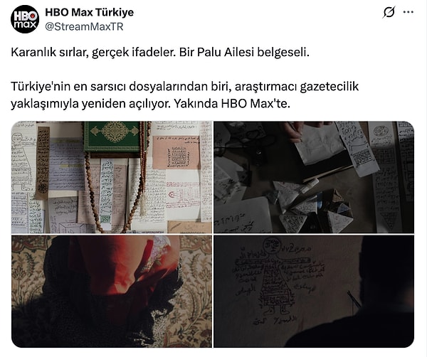 HBO Max Türkiye, Palu ailesi olayının belgesel olacağını duyurdu.