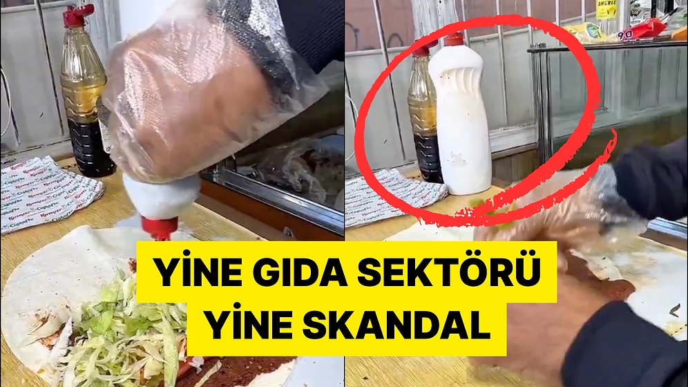 Kahramanmaraş'ta Bir Çiğ Köfteci Deterjan Kabını Sosluk Olarak Kullanırken Görüntülendi