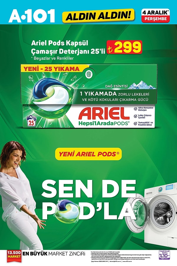 Ariel Pods Kapsül Çamaşır Deterjanı 25'li 299 TL