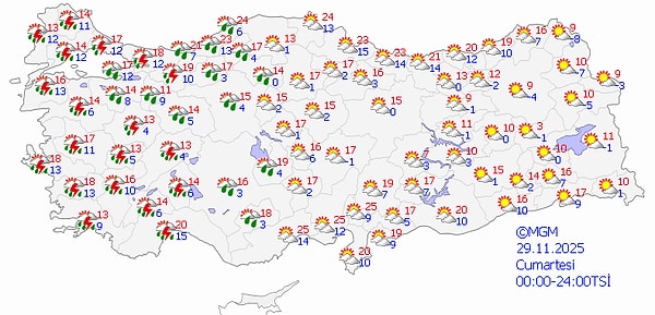 29 Kasım Cumartesi Hava Durumu 👇