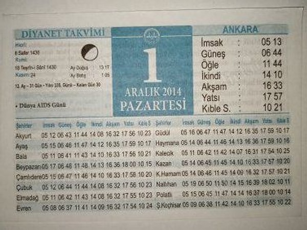 1 Aralık, tam 14 yıl sonra yeniden Pazartesi gününe denk geliyor.