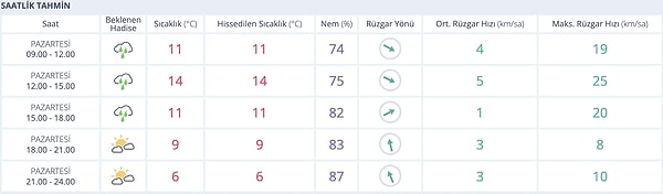 Bugün Bursa'da hava, günün ilk yarısında yağmurlu ve serin geçecek.
