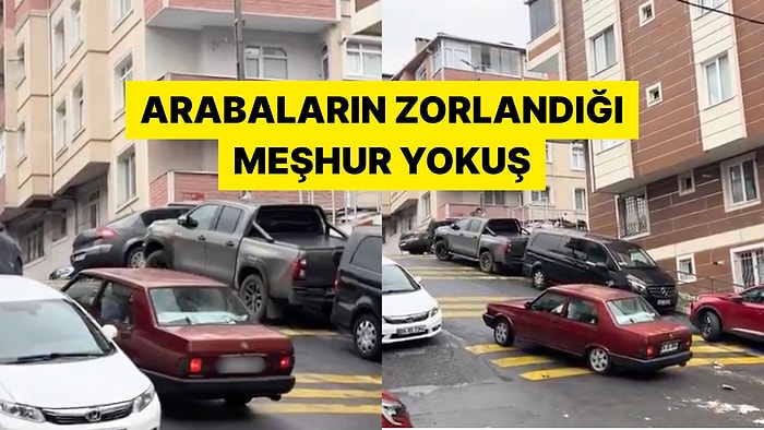 İstanbul Gaziosmanpaşa'da Araçların Çıkmakta Zorluk Çektiği Yokuş Böyle Görüntülendi