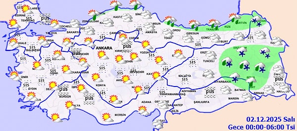 Meteoroloji uyarı yaptı: Doğu Karadeniz ile Doğu Anadolu'nun yüksek kesimlerinde karla karışık yağmur ve kar görülecek.