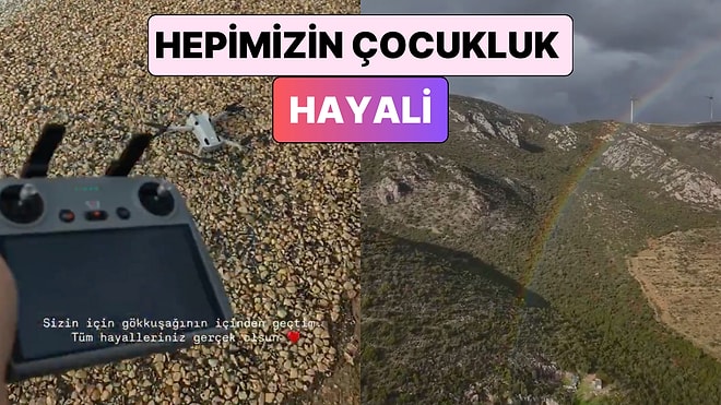 Bir İçerik Üreticisi Drone ile Gökkuşağının İçinden Geçmeye Çalıştığı Anları Paylaştı