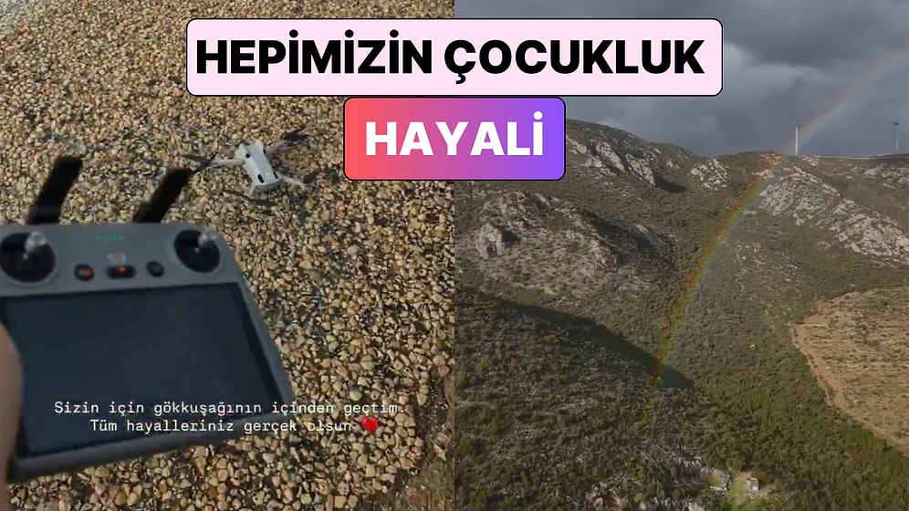 Bir İçerik Üreticisi Drone ile Gökkuşağının İçinden Geçmeye Çalıştığı Anları Paylaştı