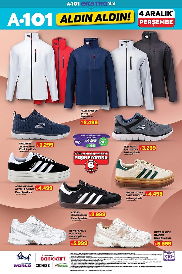 Helly Hansen Mont, Adidas Gazelle ve New Balance Ayakkabı Modelleri