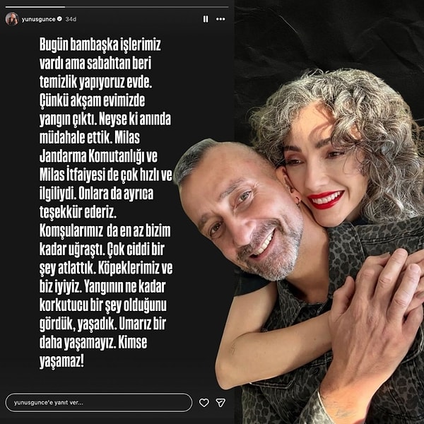 Geçtiğimiz saatlerde sosyal medya hesabından paylaşım yapan Yunus Günçe, eşiyle beraber ciddi bir kaza atlattıklarını açıkladı.