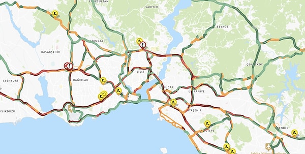 İstanbul'da trafik yoğunluğu yüzde 85'e ulaştı.