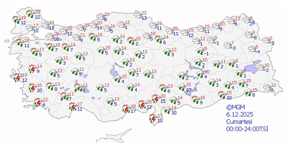 6 Aralık Cumartesi hava durumu.