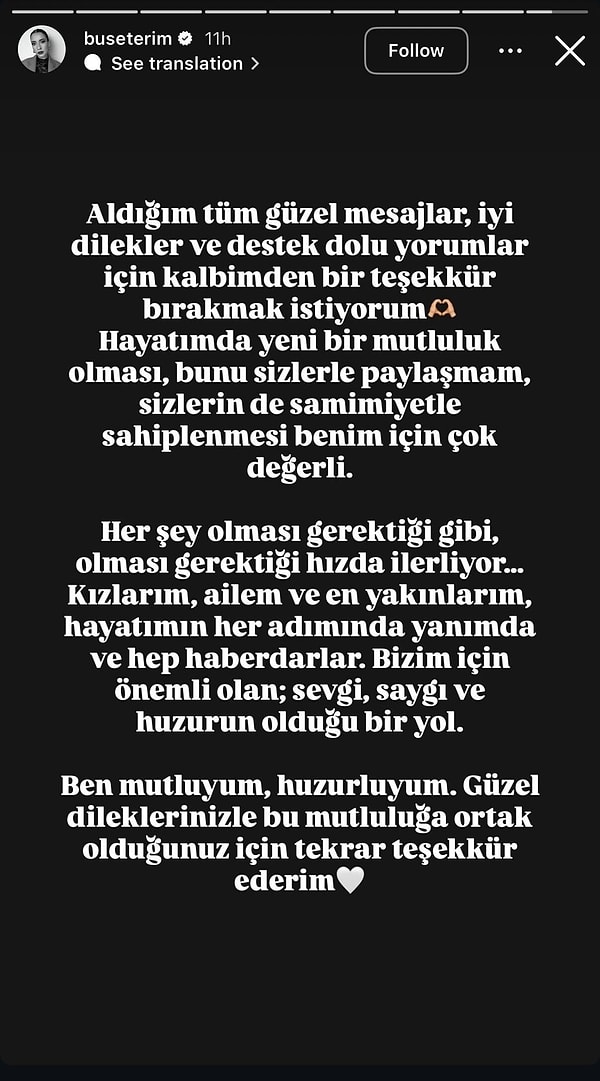 Buse Terim yeni sevgilisini sosyal medyada yaptığı aşk dolu paylaşımlarla duyurmasının ardından açıklamada bulundu.