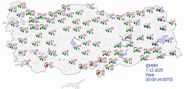 7 Aralık Pazar Hava Durumu 👇