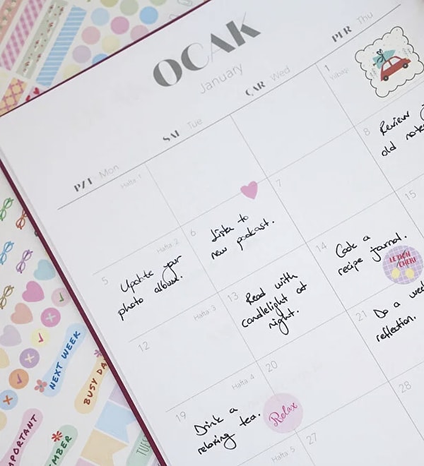 Matt Notebook 2026 Yılı Haftalık Kare Ajanda - 12 Aylık Fiyonk