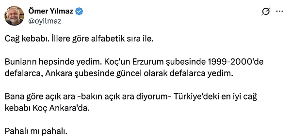 Peki en iyi Cag Kebabı nerede? Yılmaz'ın analizi şöyleydi: