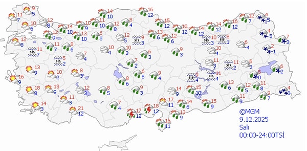 9 Aralık Salı Hava Durumu: Hava Bugün Nasıl Olacak?