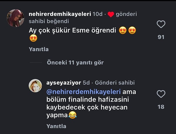 Bir izleyici de sevincini senaristin sayfasında dile getirdi.