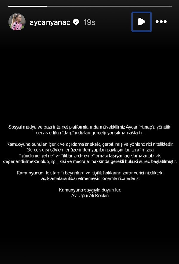 Aycan Yanaç cephesi ise iddiaları reddederek açıklamada bulundu.