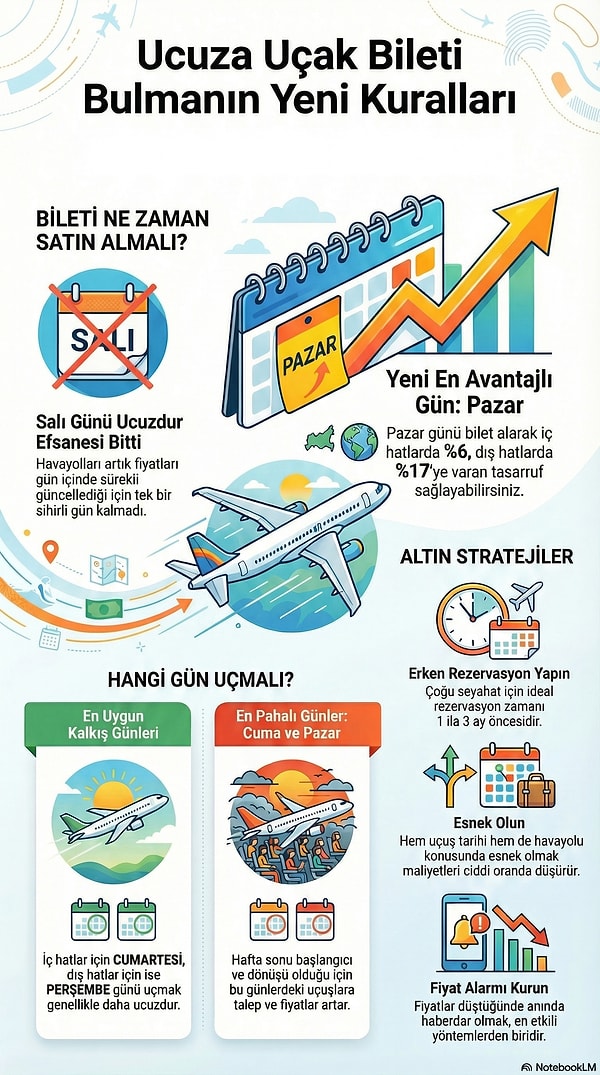 Ucuza uçak bileti bulmanın altın stratejilerine buradan da göz atabilirsiniz!