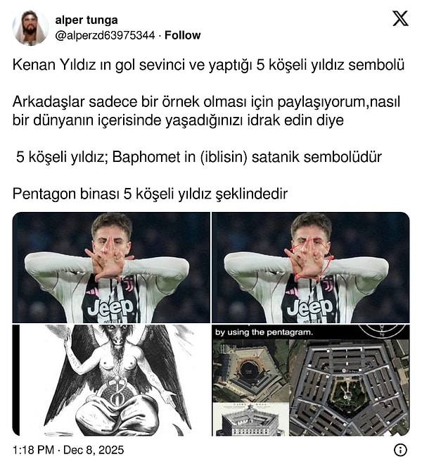 Bir X kullanıcısı bunun satanik bir sembol olduğunu öne sürdü.
