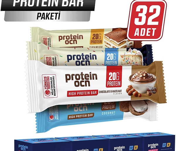 4 Farklı Aromalı Protein Bar 32 Adet %14 İndirimli!