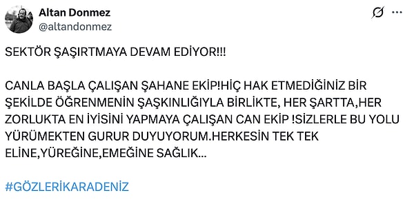 İşte Gözleri KaraDeniz'in yönetmeni Altan Dönmez'in habersizce final kararı alınmasına isyan ettiği o paylaşım: