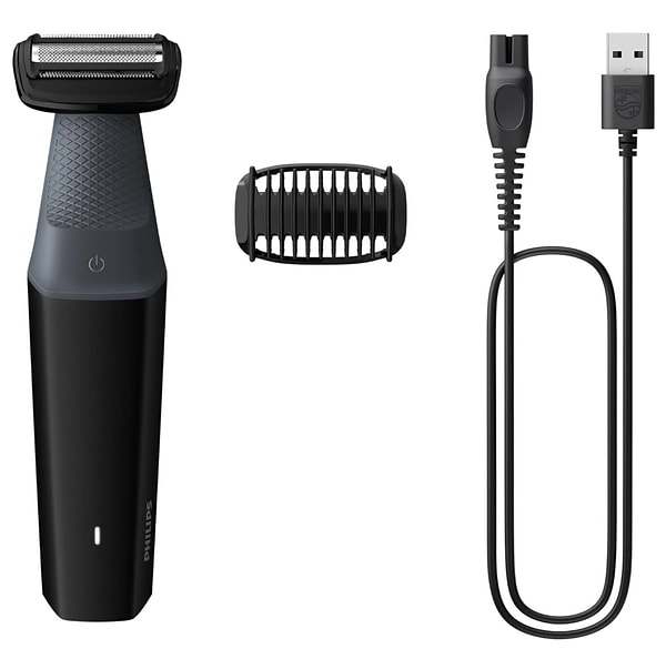 Philips Vücut Bakım 3000 Serisi, duşa uygun yapısı sayesinde ıslak ve kuru kullanıma uygun, hassas bölgeler dahil tüm vücutta güvenli tıraş imkânı sunuyor.