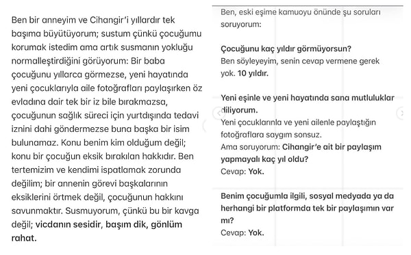 Musayeva o ifadelerin üzerine Tolga Karel'e sitem dolu bir paylaşımda bulundu.