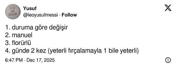 "Yeterli fırçalamayla 1 bile yeterli" cevabında sanırım "yeter ki fırçalayın" yatıyor :)