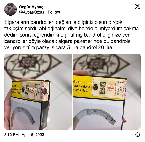 Türkiye Tekel Bayileri Platformu Başkanı Özgür Aybaş’ın paylaşımı