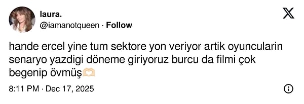 Burcu Biricik’in bu samimi sözleri kısa sürede sosyal medyada gündem olurken, kullanıcılar da iki oyuncu arasındaki desteği alkışladı.
