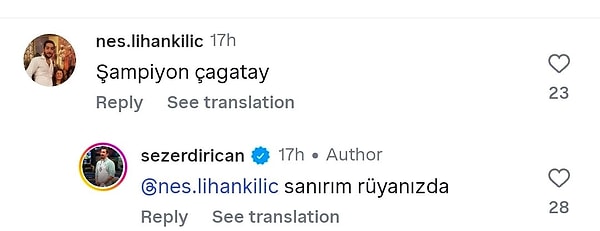 İşte MasterChef Türkiye şampiyonu Sezer'in Çağatay'ı destekleyen seyirciye verdiği yanıtlar: