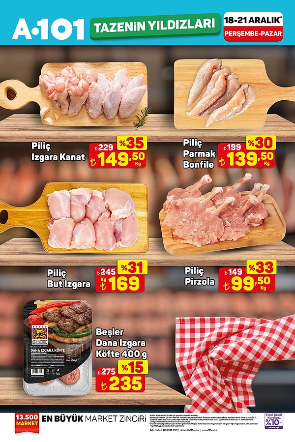 Piliç Izgara Kanat 149,50 TL