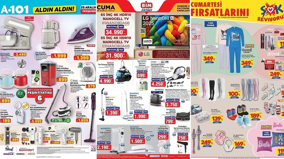 İndirim Günleri Başlıyor! 20 - 26 Aralık Haftasında A101 ve BİM Aktüel Ürünler Listesinde Ne Var?