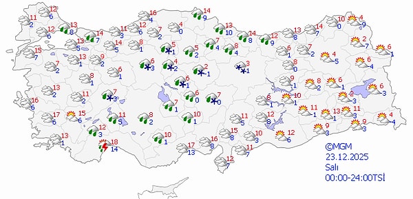 23 Aralık Salı Hava Durumu 👇