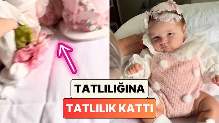 Fotoğraf Çekimi İçin Pastanın Yanına Oturtulan Bebek Dengesini Sağlayamayınca Pastaya Düştü