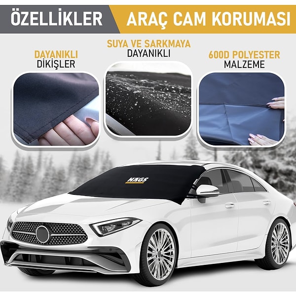 Arabası dışarıda kalanlar için pratik bir çözüm sunan Haegs buz ve kar önleyici araç ön cam örtüsü, soğuk havalarda cam üzerinde biriken buz ve karla uğraşma derdini ortadan kaldırıyor.