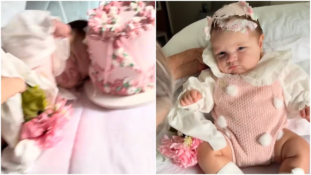 A Mishap Occurs as Baby Loses Balance and Lands in Cake
