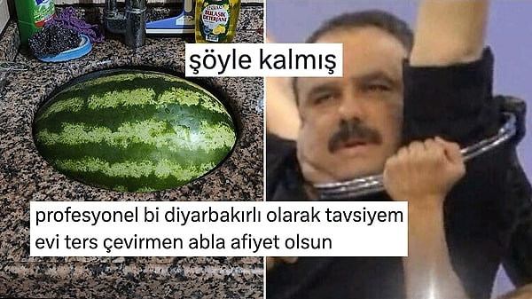 Lavaboya sıkışan karpuz da epey konuşuldu.