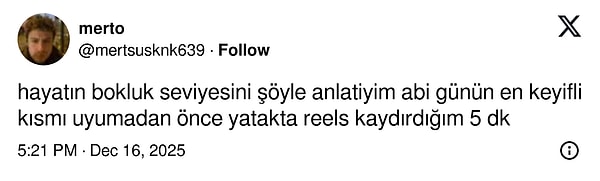 Şöyle bir hayat kalitesi...
