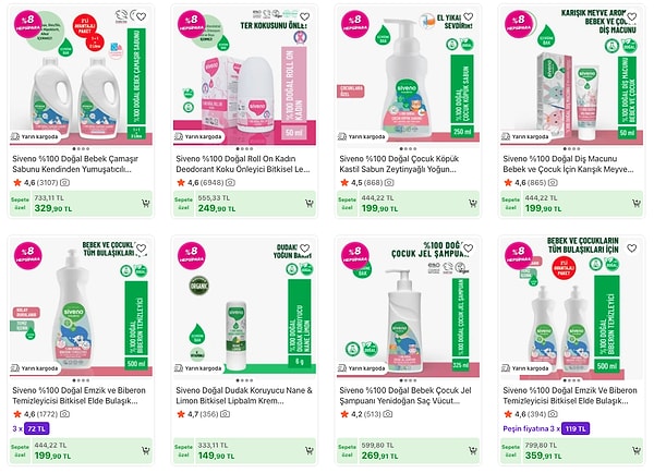 Doğal içerikli kişisel bakım ürünleriyle öne çıkan Siveno, sepette net %55 indirime ek 2. üründe %10, 3. üründe %50, 4. üründe ise %60 indirim uyguluyor.