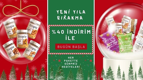 Doğal ve pratik atıştırmalıklarıyla bilinen Fropie, yeni yıla özel %40 indirim fırsatı sunuyor.