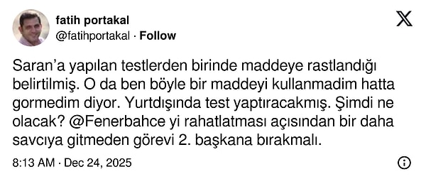 Fatih Portakal’ın paylaşımı