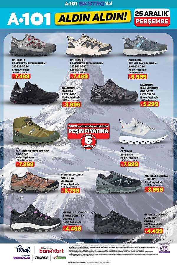 Columbia, Salomon, On ve Merrell Ayakkabılar