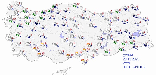 28 Aralık Pazar Hava Durumu 👇