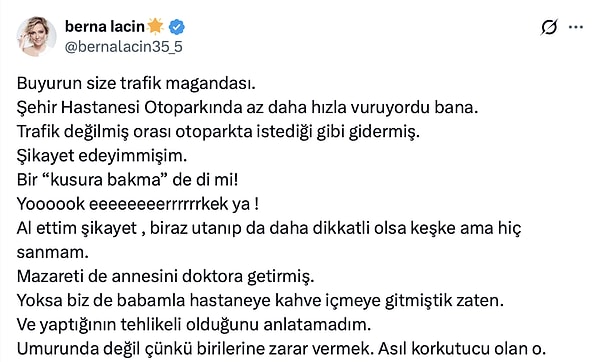 Berna Laçin'in o paylaşımını şöyle bırakalım: