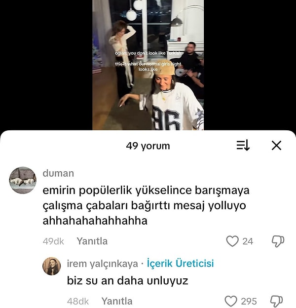 İrem Yalçınkaya’nın dün TikTok’ta paylaştığı video, kısa sürede yorumları ve aldığı etkileşimlerle dikkat çekti.